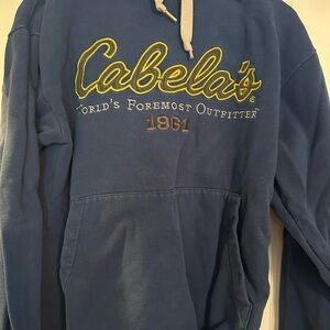 Cabela's Navy Blue Hoodie with Tan Accents
